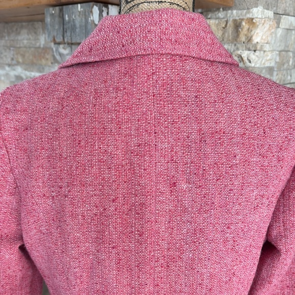 Cabi Madison Avenue pink tweed double breasted coat fringe and gold details - Picture 13 of 16